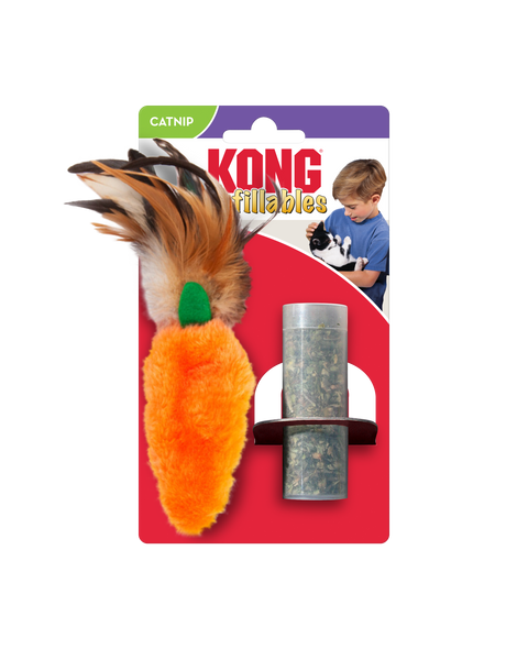 KONG Refillables Catnip Carrot with Feather Cat Toy Orange 1ea/One Size
