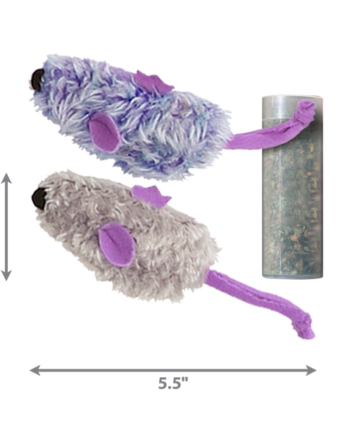 KONG Refillables Catnip Purple and Frosty Mice Cat Toy Purple, Frosty Grey 1ea/One Size, 2 pk