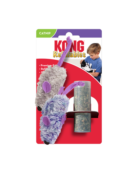 KONG Refillables Catnip Purple and Frosty Mice Cat Toy Purple, Frosty Grey 1ea/One Size, 2 pk