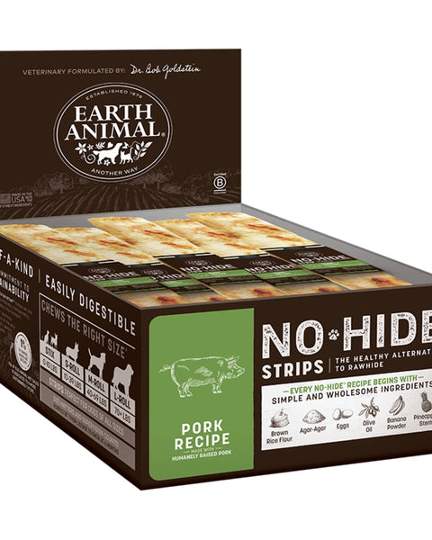 Earth Animal Dog No Hide Strips Pork 60 Count