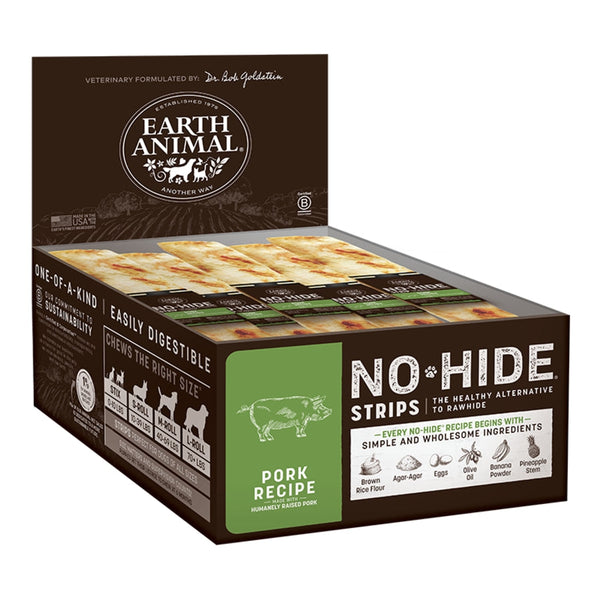 Earth Animal Dog No Hide Strips Pork 60 Count