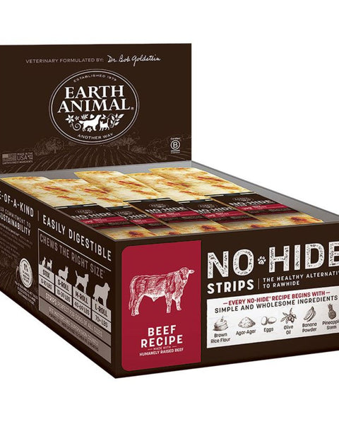 Earth Animal Dog No Hide Strips Beef 60 Count