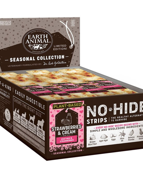 Earth Animal Dog No-Hide Strips Strawberry & Cream 60 Count