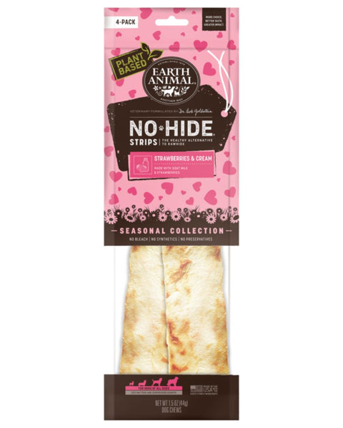 Earth Animal Dog No-Hide Strips Strawberry & Cream 4 Pack