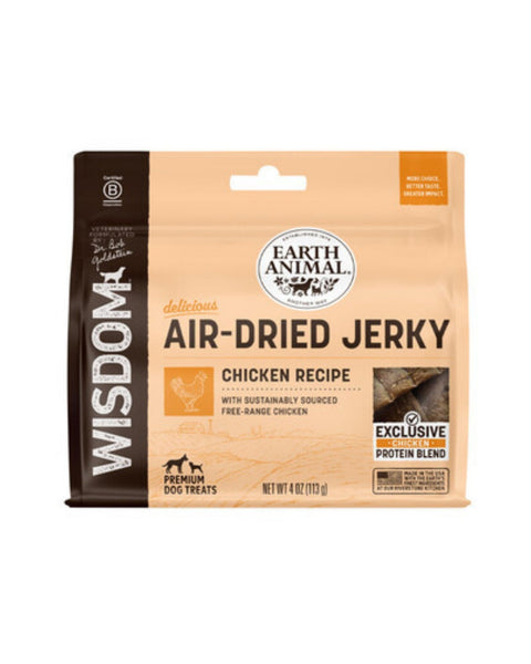 Earth Animal Dog Wisdom Air-Dried Jerky Chicken 4oz.