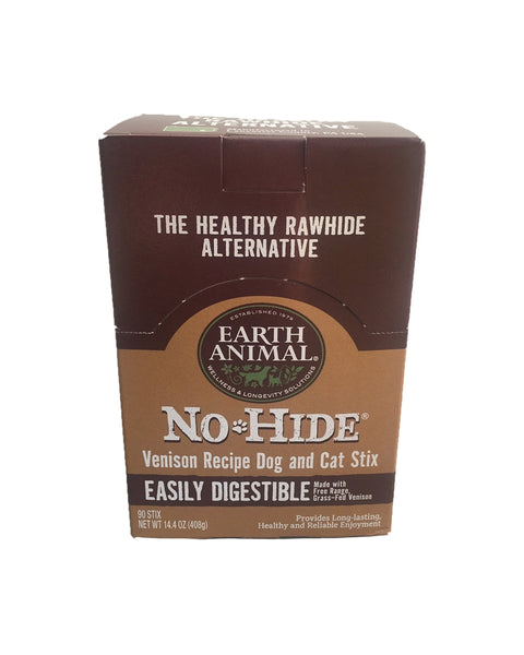 Earth Animal No Hide Venison Chews Dog Treats, 90 Count Sticks
