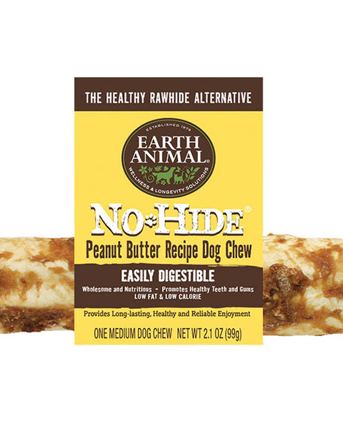 Earth Animal Dog No-Hide Peanut Butter 7 Inches 24 Count