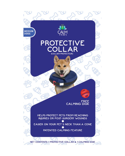 Calm Paws Protective Inflatable Collar w/ Dog Calming Disk Medium