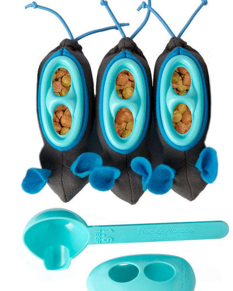 Doc & Phoebe Indoor Hunting Cat Feeder Blue, Gray 1ea/3 pk