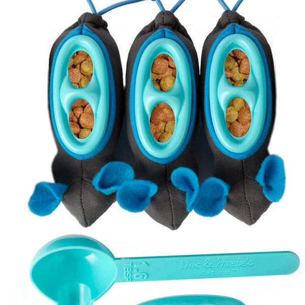 Doc & Phoebe Indoor Hunting Cat Feeder Blue, Gray 1ea/3 pk