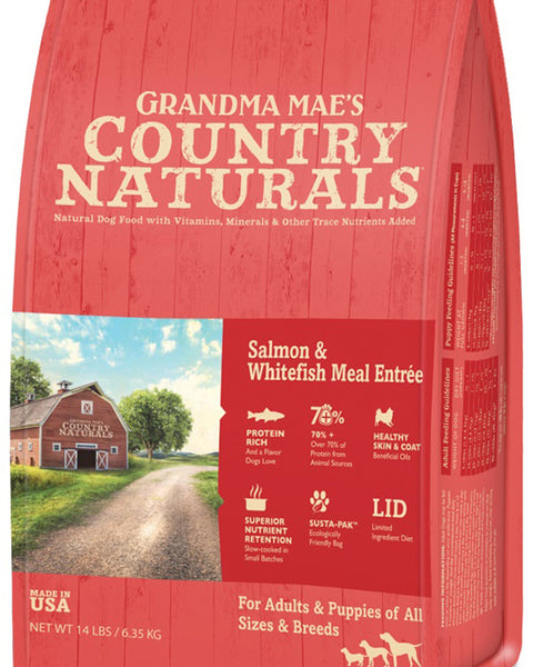 Grandma Mae's Country Naturals Dry Dog Food Salmon & Whitefish Meal 18ea/9 oz