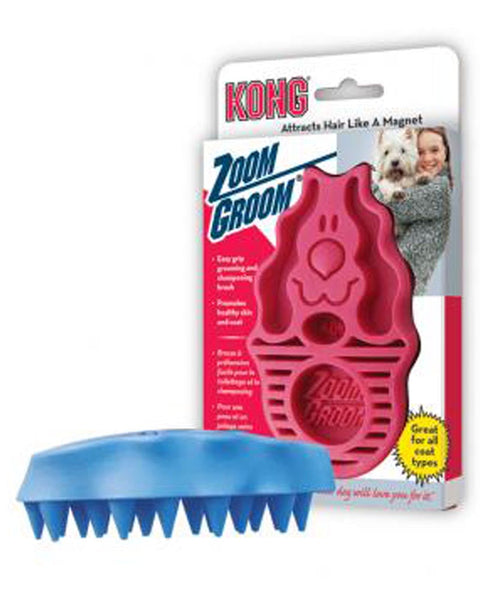 KONG Zoomgroom Rubber Dog Brush Boysenberry 1ea/LG